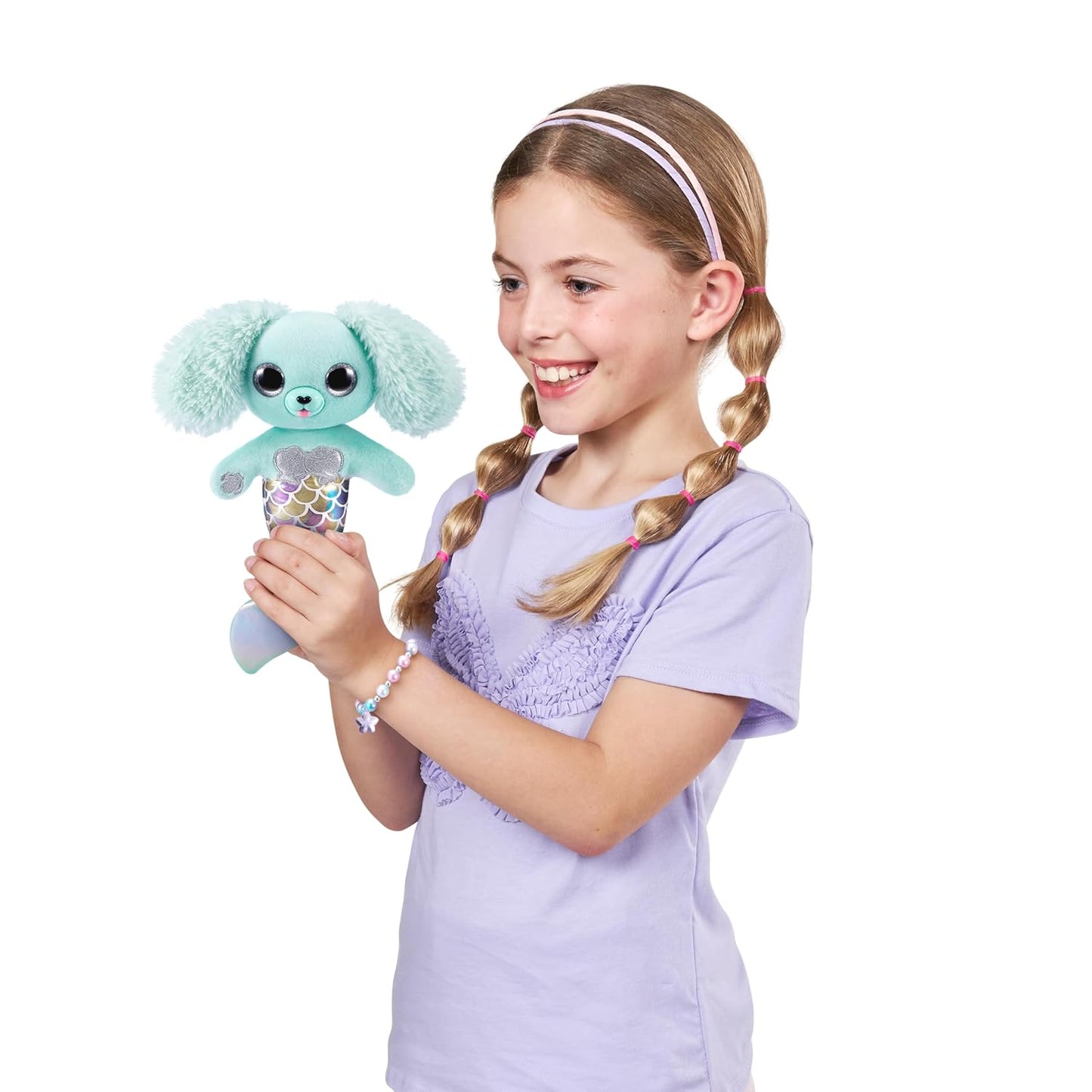 Pets Alive Furmaids by ZURU Mermaid Plush Interactive Light and Sound Girls Toy (Green Rabbit)