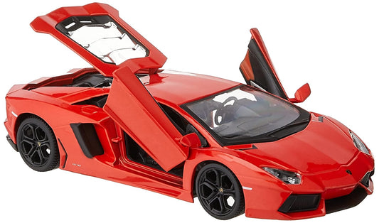 Maisto 1:18 scale Lamborghini Aventador Coupe diecast model in orange.

