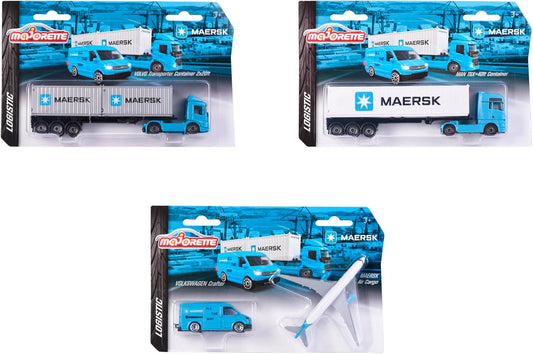 Majorette - Maersk Transport Truck – Die-Cast Vehicle with Realistic Cargo Design, Multicolor Finish (Pack of 1)