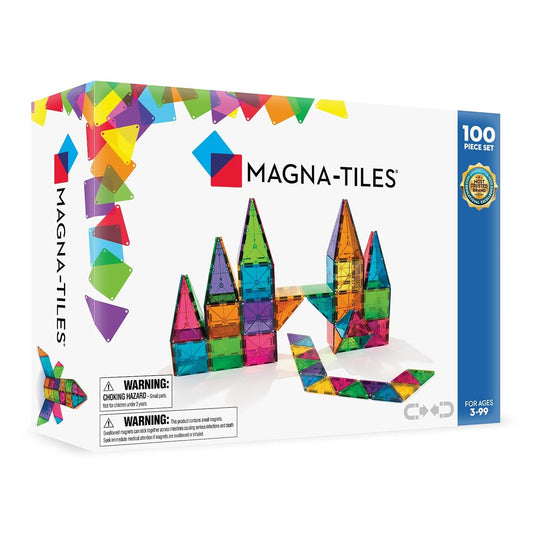 agna-Tiles Magnetic Building Toys,Clear Colors Set,Multi Color (100 Pieces)