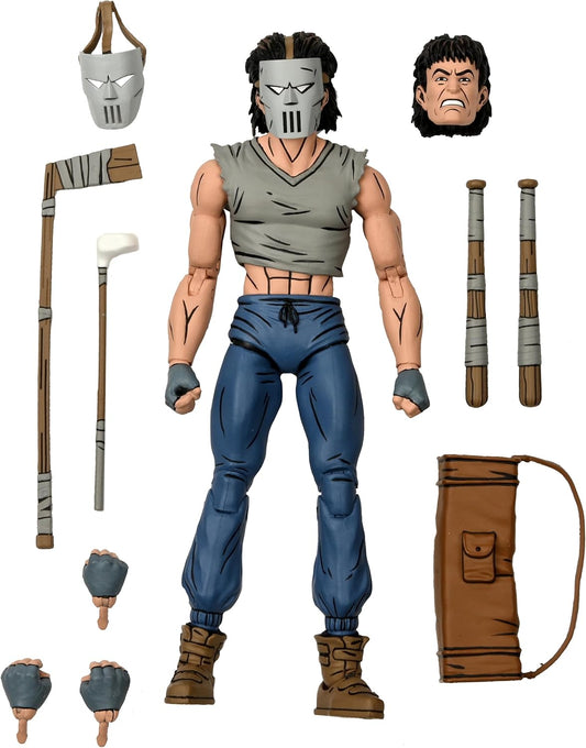 NECA Teenage Mutant Ninja Turtles Casey Jones 7-inch action figure from Mirage Comics with detailed sculpt and accessories.