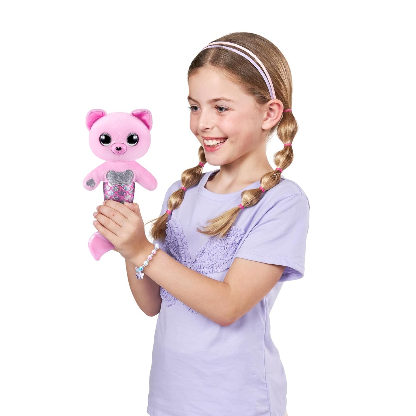 Pets Alive Furmaids by ZURU Mermaid Plush Interactive Light and Sound Girls Toy (Pink Rabbit)