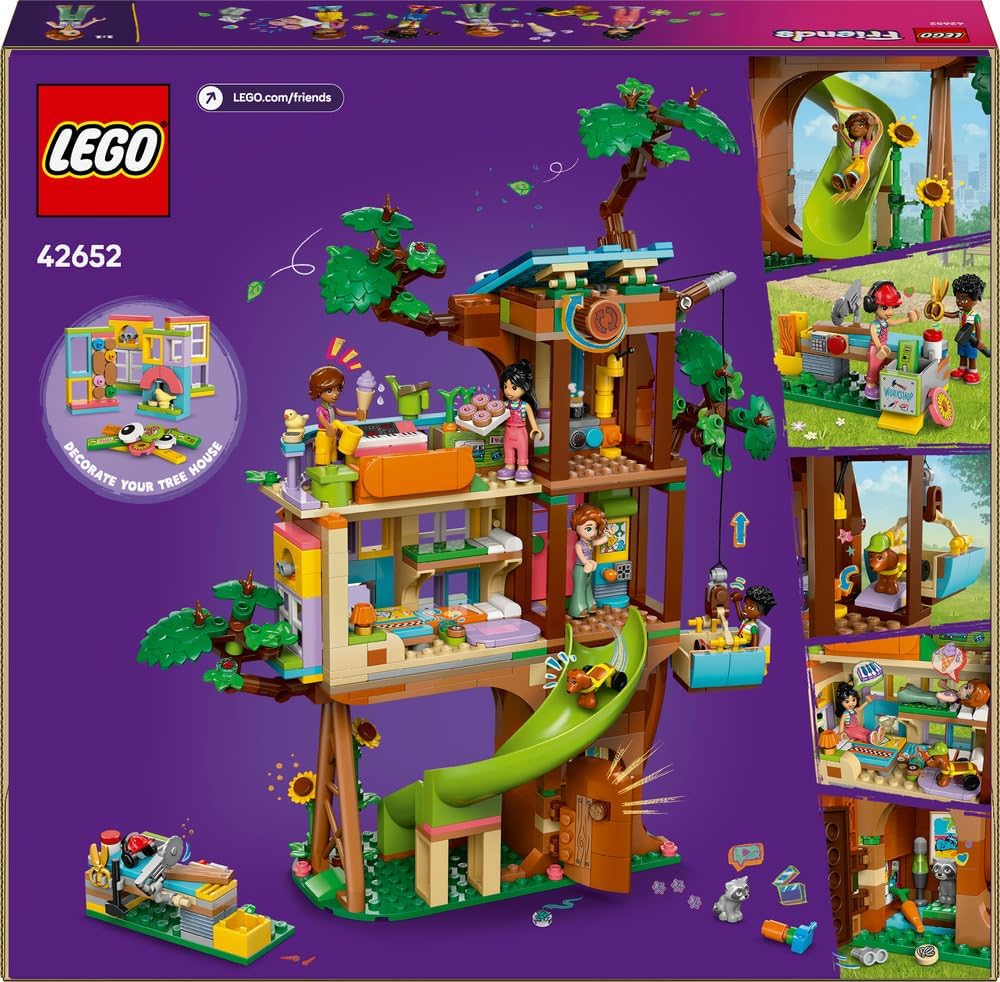 LEGO Friends Friendship Tree House Hangout, Toy Building Kit for Kids, Pretend Play for Girls and Boys Aged 8 Years Old and Over, Nature Playset, 4 Minidoll Characters and 2 Animal Figures 42652