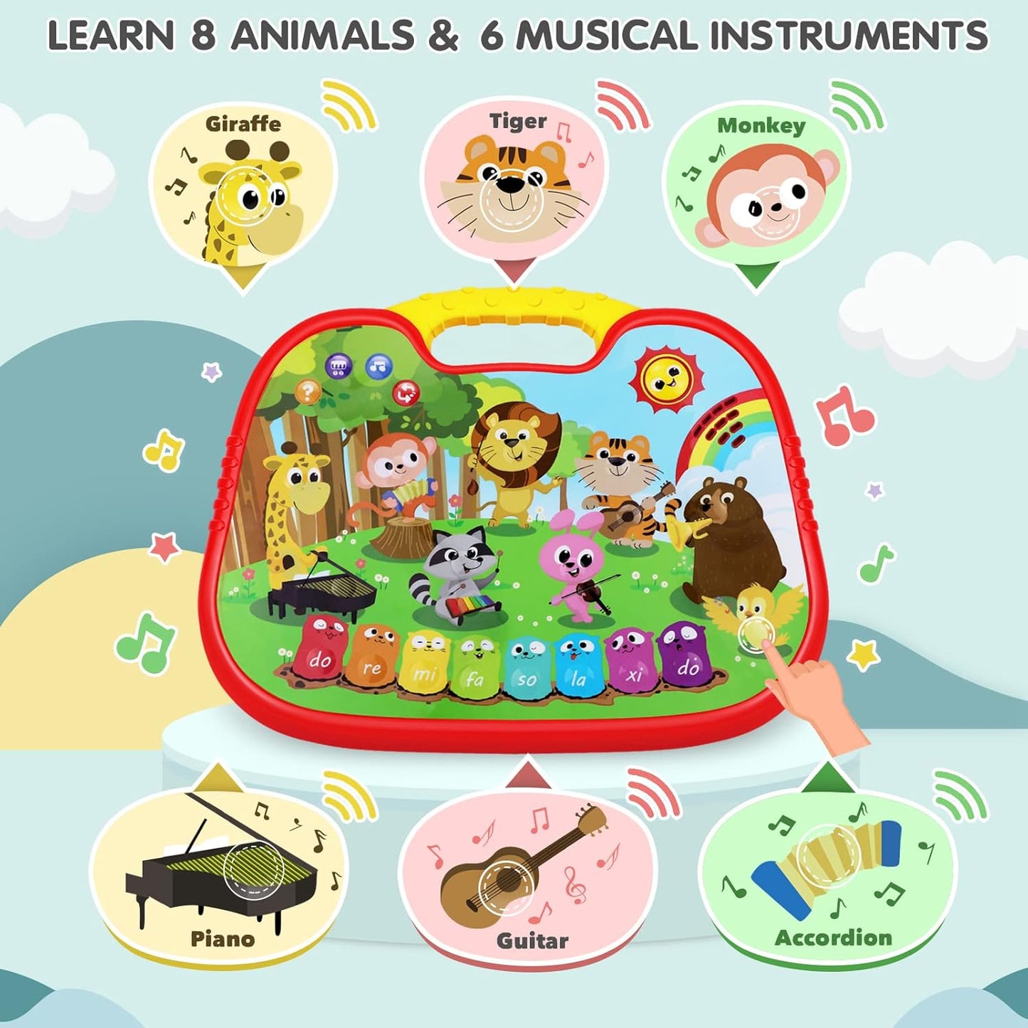 FiveStar Infant Animal Reading Piano – Interactive Baby Toy with Lights, Sounds & 3 Learning Modes | Educational Gift for Toddlers