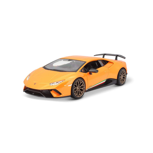 Bburago Lamborghini Huracan Performante 1:24 scale metallic orange die-cast model car.


