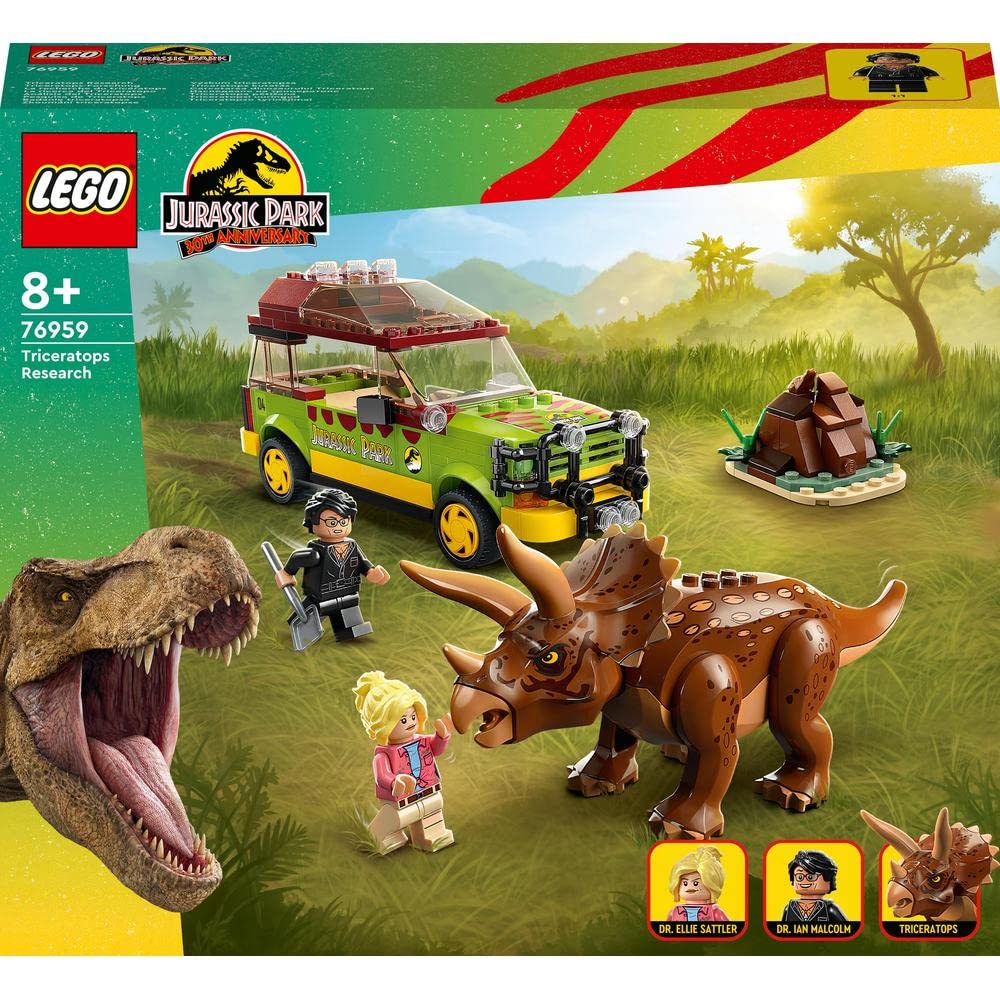 LEGO Jurassic Park Triceratops Research 76959 Building Toy Set (281 Pieces),Multicolor)