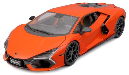 Maisto 1:18 scale Lamborghini Revuelto Hybrid 2023 diecast model in orange.

