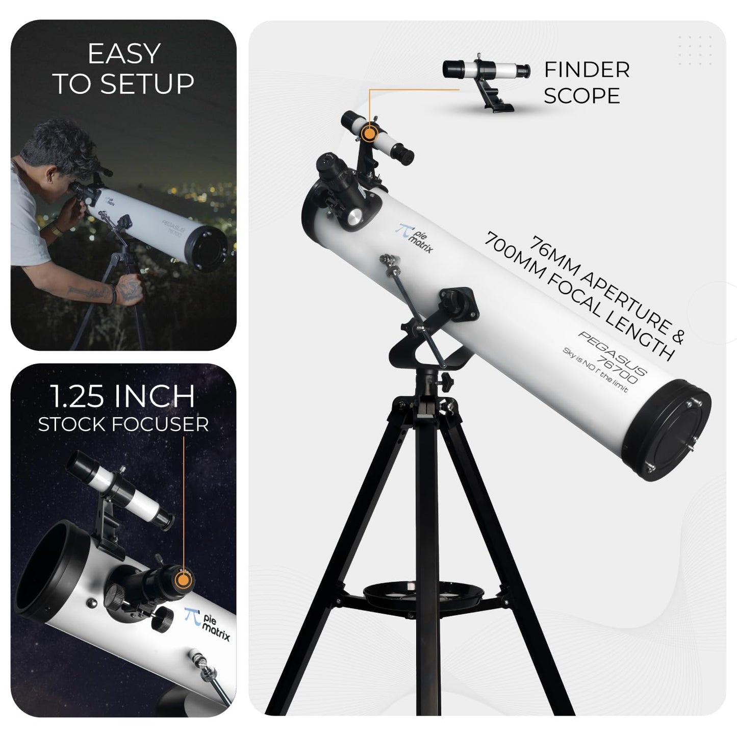 Pegasus 76700 HD Telescope – Explore Moon, Planets & Deep Space in Ultra Clarity