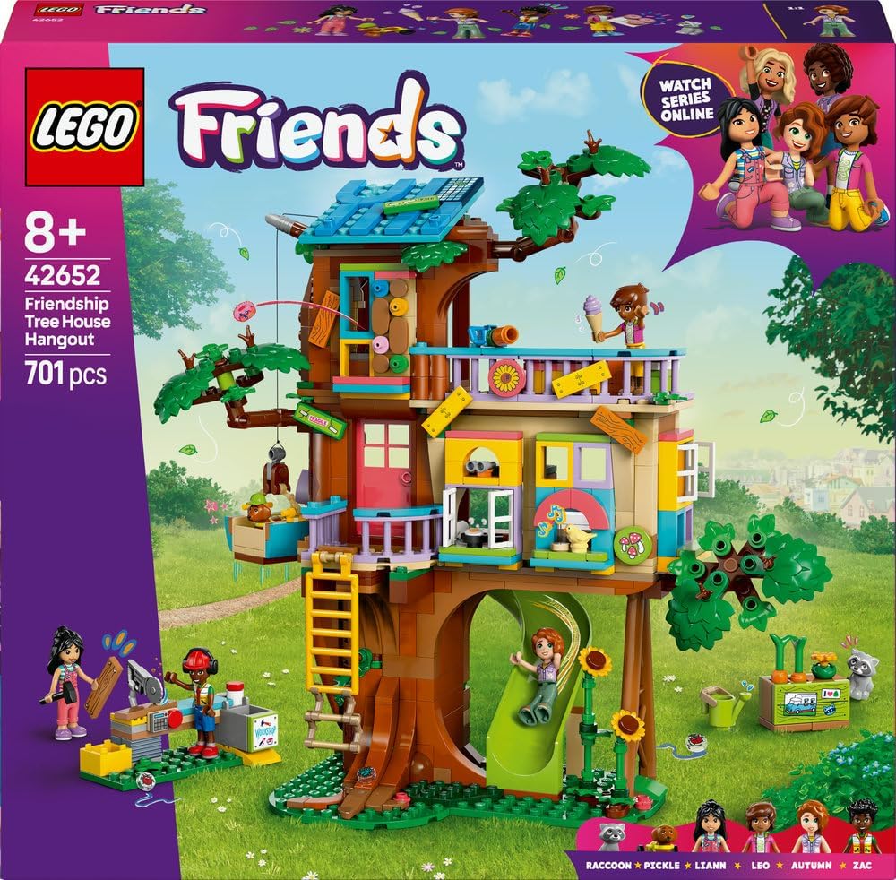 LEGO Friends Friendship Tree House Hangout, Toy Building Kit for Kids, Pretend Play for Girls and Boys Aged 8 Years Old and Over, Nature Playset, 4 Minidoll Characters and 2 Animal Figures 42652