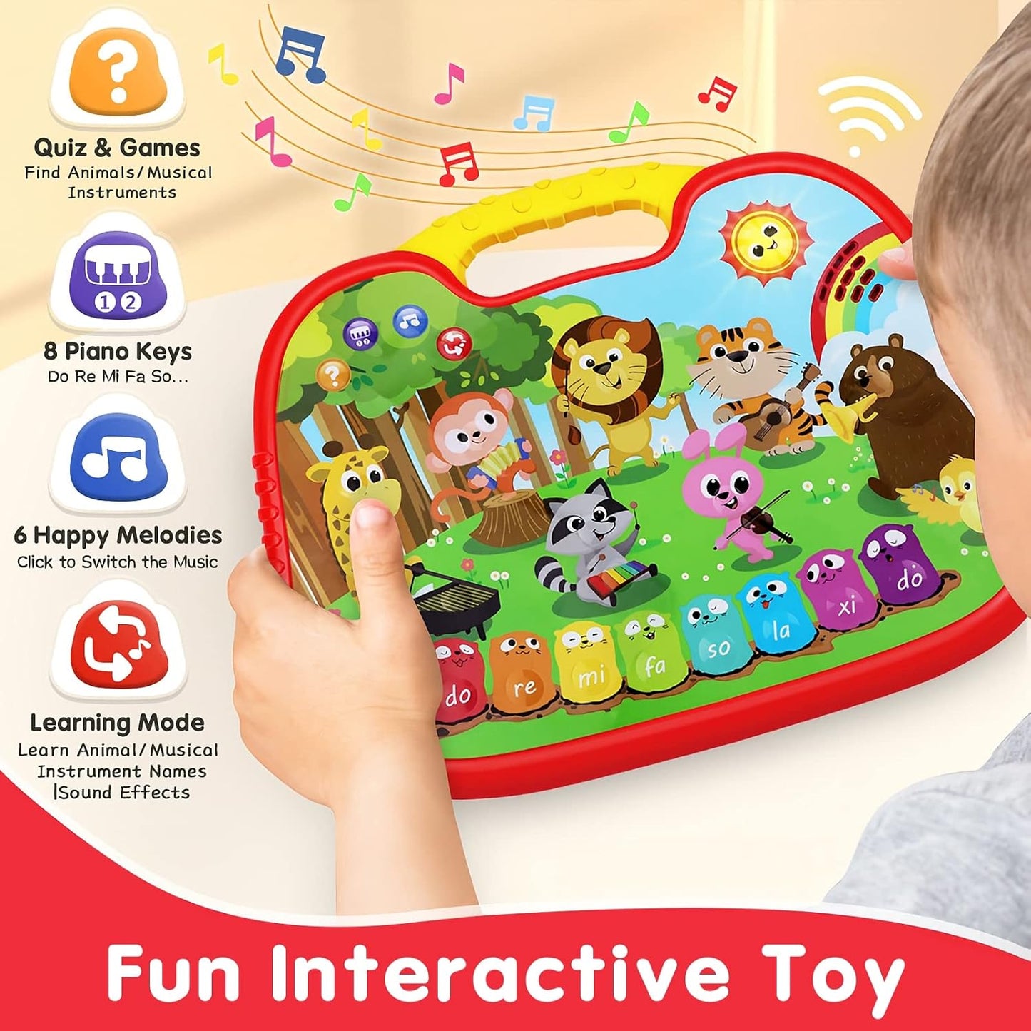 FiveStar Infant Animal Reading Piano – Interactive Baby Toy with Lights, Sounds & 3 Learning Modes | Educational Gift for Toddlers