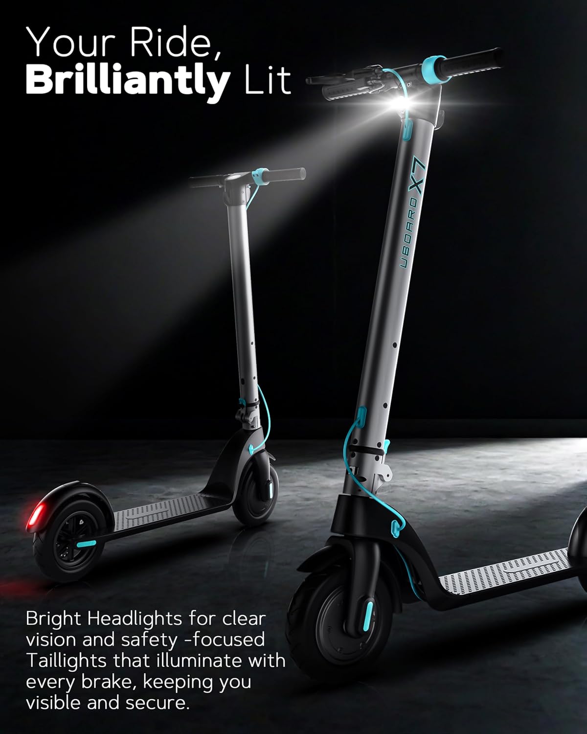 UBOARD X7 Electric Scooter – 25Km Range, Foldable, Lightweight Ride for Adults (Silver)