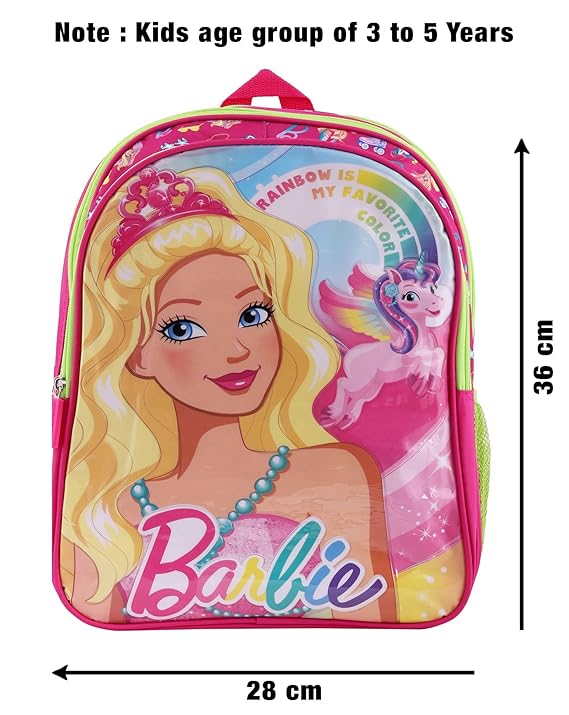 Striders Barbie Rainbow Backpack - 36 cm | Colorful & Stylish School Bag for Kids