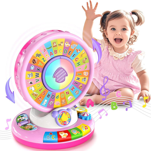 Musical Spin & Sing Alphabet Zoo Infant Toys – Interactive Learning Toy for Toddlers Ages 6–18 Months | Educational Gift for Baby Boys & Girls (1–3 Years) - Pink