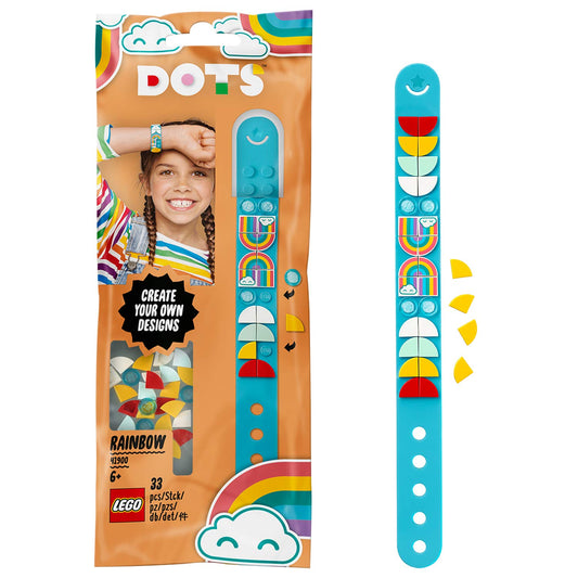 LEGO DOTS Rainbow Bracelet 41900 DIY Jewelry Kit with Adjustable Band and Colorful Tiles
