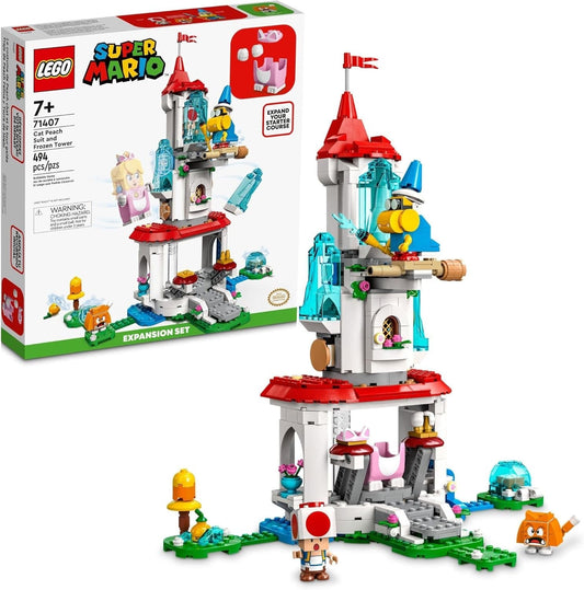 LEGO 71407 Super Mario Cat Peach Suit and Frozen Tower Expansion Set – 494 Pieces