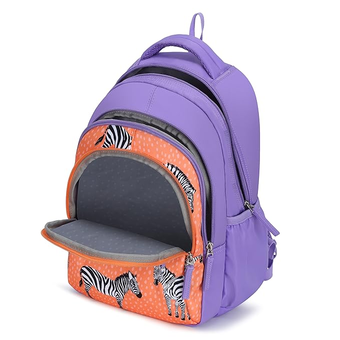 Genie Valerie 15-Inch Kids Backpack – Cute, Colorful, Lightweight & Water-Resistant with Happy Pouch