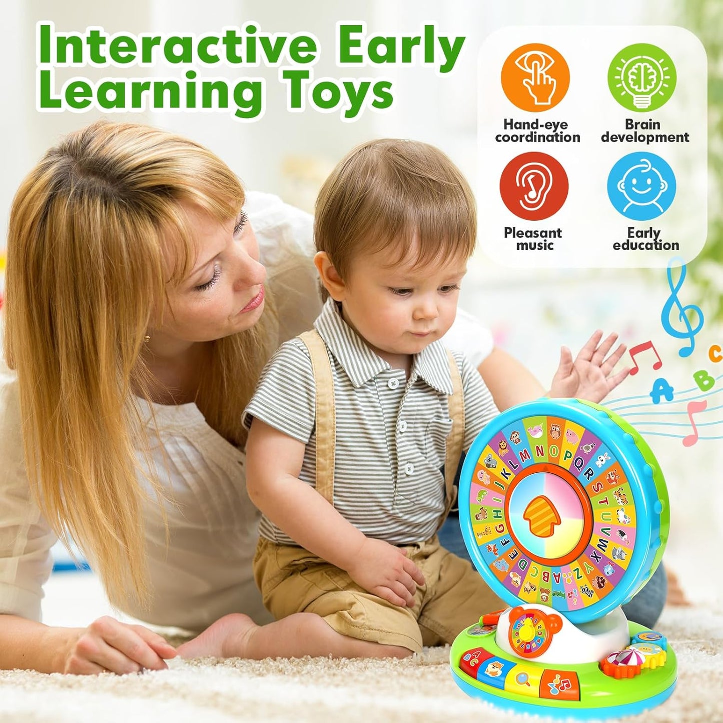 Musical Spin & Sing Alphabet Zoo Infant Toys– Interactive Learning Toy for Toddlers Ages 6–18 Months | Educational Gift for Baby Boys & Girls (1–3 Years)