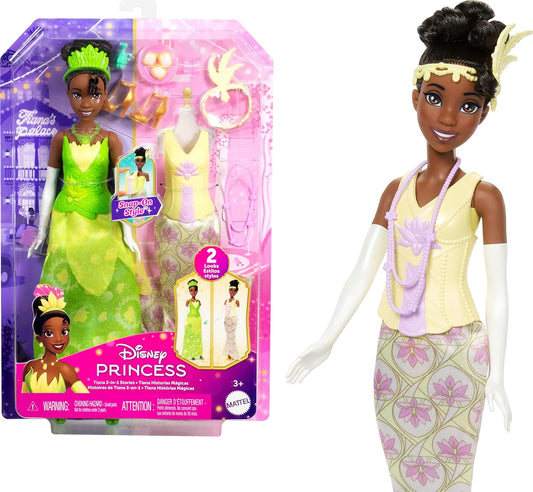 Disney Princess 2-in-1 Stories Tiana Fashion Doll with 2 Snap-On Bodices, 2 Skirts & 9 Accessories
