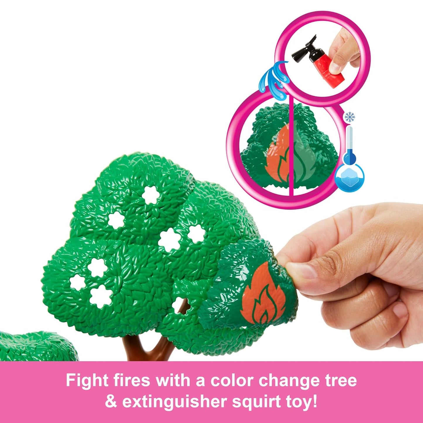 Barbie Careers Firefighter Doll & Playset with Fire Station & Tree, 2 Pets, Color-Change & 10+ Accessories Including Fire Extinguisher Squirt Toy