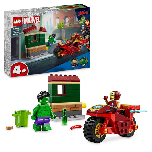 LEGO 76287 Marvel Iron Man with Bike & The Hulk – 68 Pieces Playset