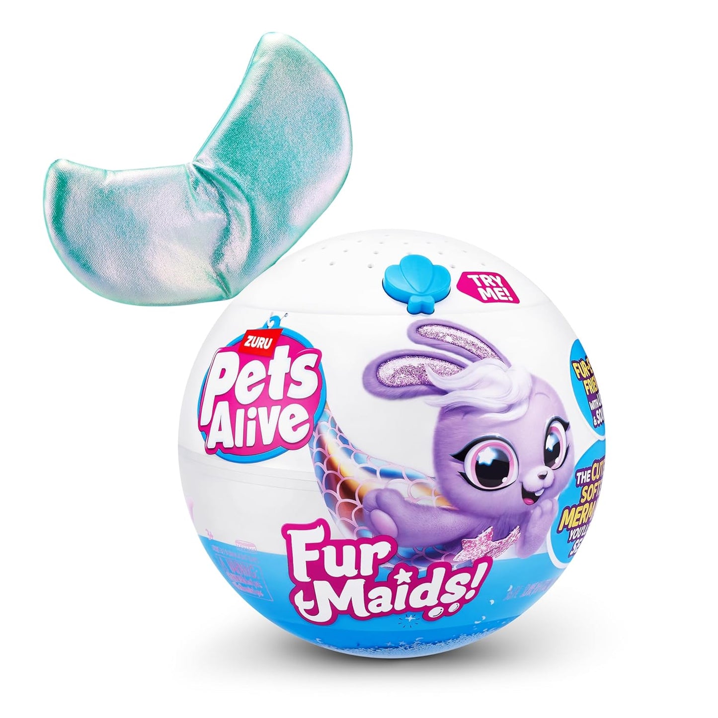 Pets Alive Furmaids by ZURU Mermaid Plush Interactive Light and Sound Girls Toy (Green Rabbit)