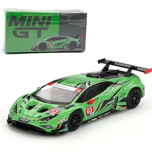 Mini GT 1/64 Lamborghini Huracan GT3 EVO2 #63 Iron Lynx IMSA 2023 Daytona 24 Hrs LHD Diecast Scale Model Car