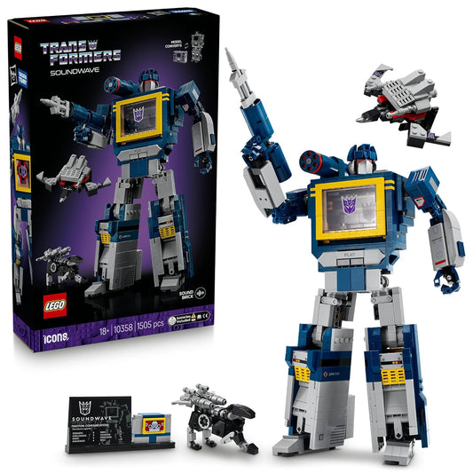 LEGO Icons 10358 Transformers: Soundwave Building Set – 1505 Pieces, Transforming Robot & Cassette Player Model 1505 Piece