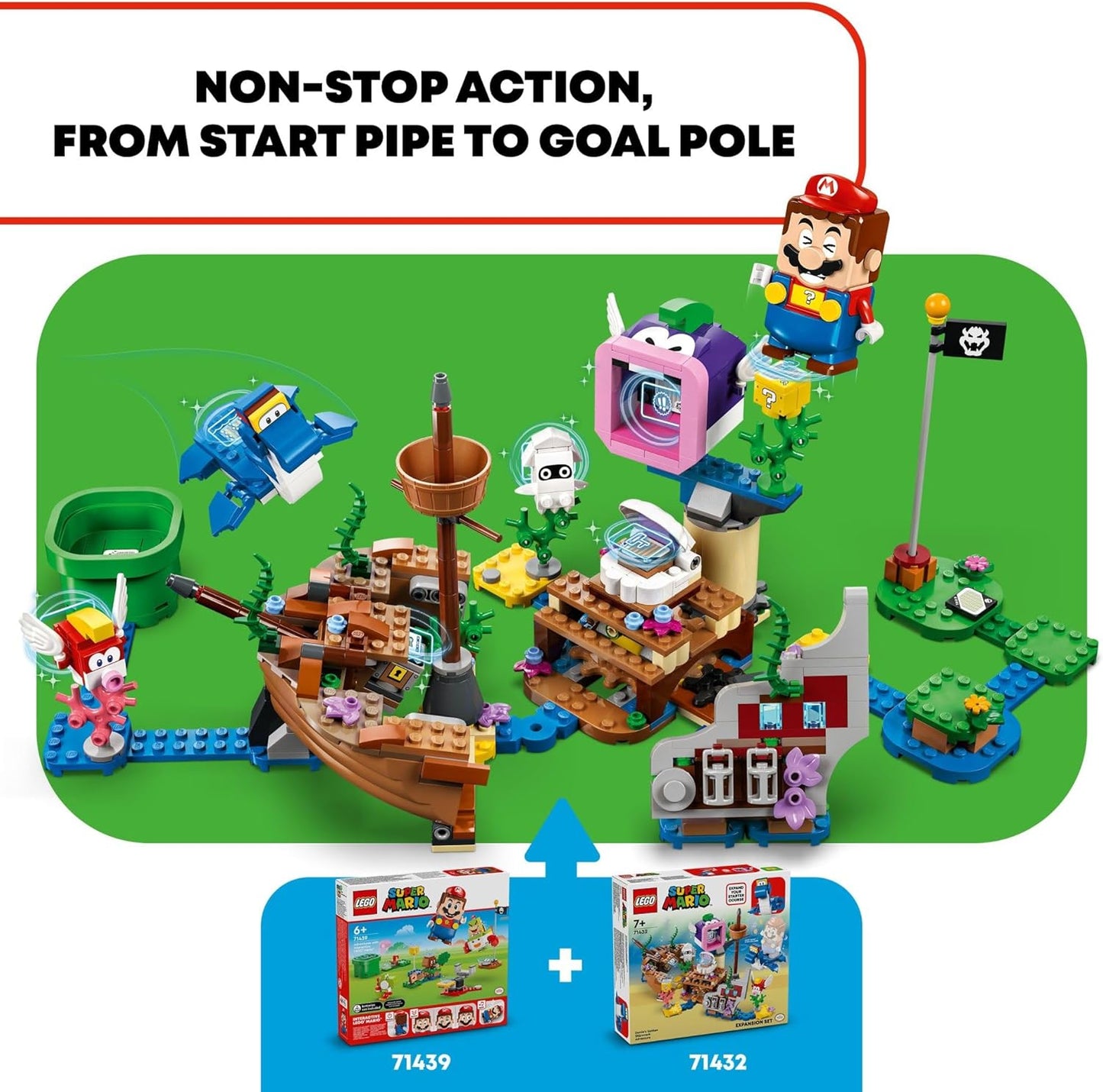 LEGO Super Mario Dorrie's Sunken Shipwreck Adventure Expansion Set, Super Mario Collectible Toy for Kids with Cheep Cheep, Cheep Chomp and Blooper Figures, Gift for Boys, Girls and Gamers, 71432