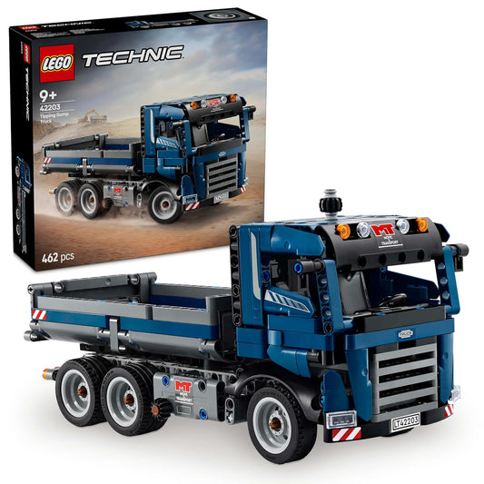 LEGO Technic Tipping Dump Truck Toy, Blue Construction Vehicle Set 42203 Building Blocks Toys for 9+ Gift for Boys and Girls