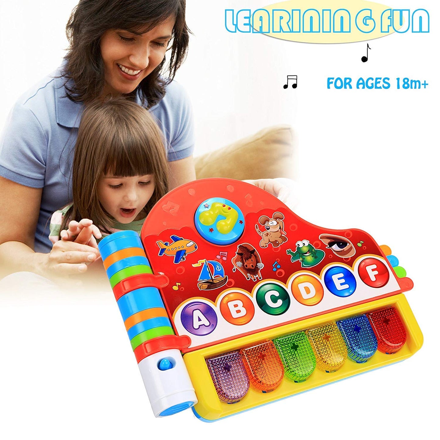Phonics Piano for Kids – Infant Learning Toy with Lights, Music, and ABC Keys | Musical Instrument Gift for Toddlers Ages 18+ Months
