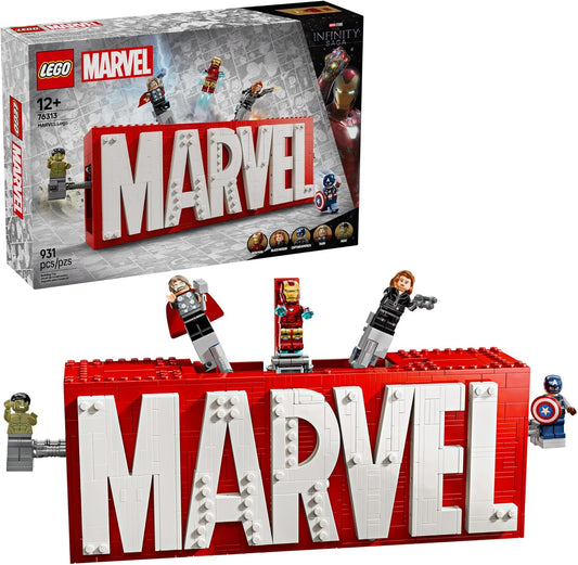 LEGO 76313 Marvel : Marvel Logo & Minifigures Building Set (931 Pieces)