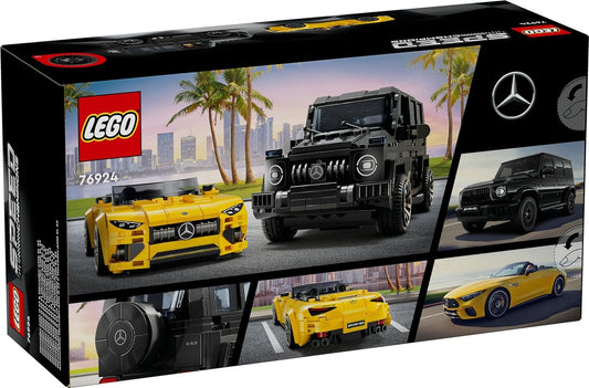 LEGO Speed Champions Mercedes-AMG G 63 & SL 63 (76924) set with detailed models, ideal for car enthusiasts and LEGO builders.