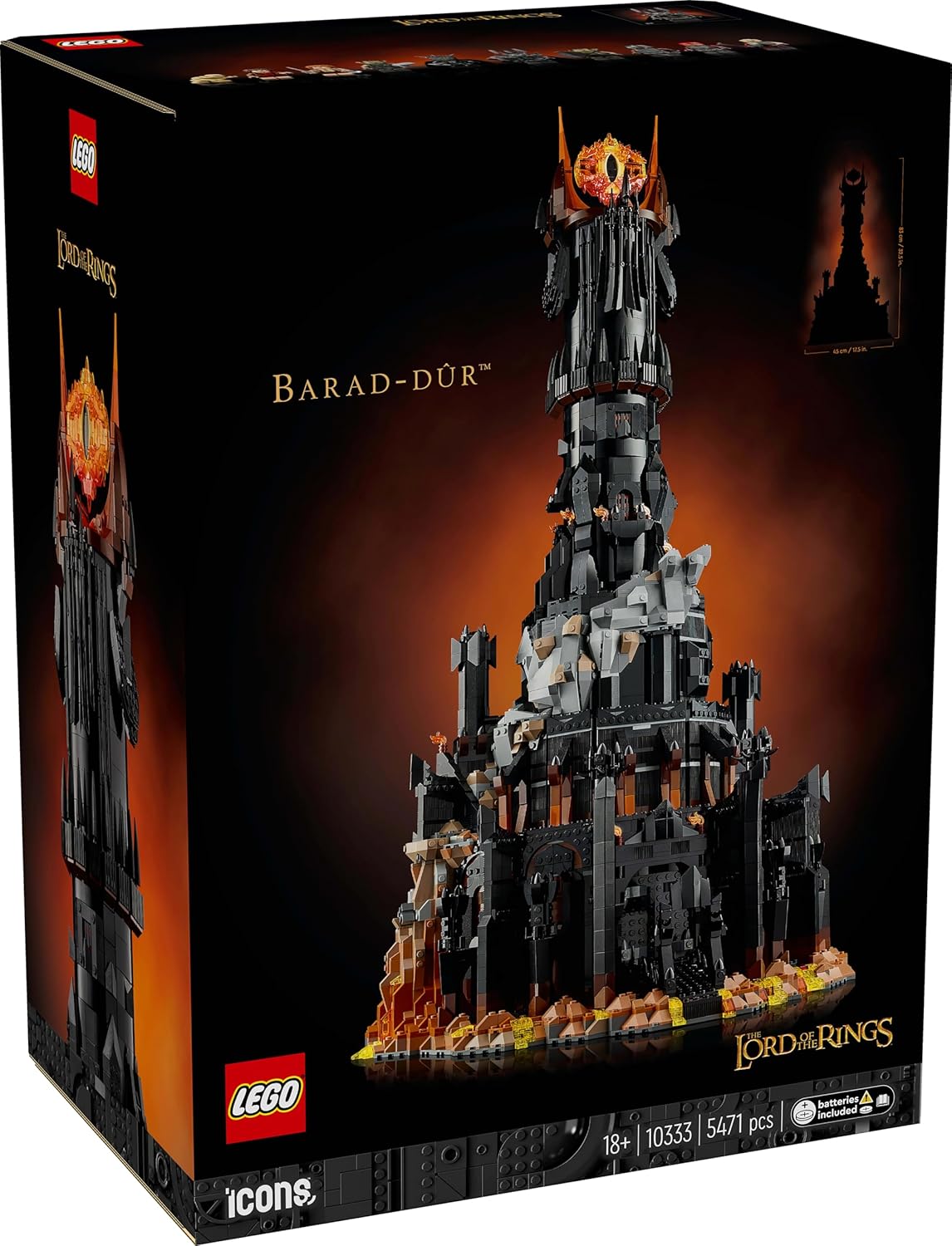 LEGO Icons The Lord of The Rings: Barad-dûr 10333 Building Set for Adults (18+) – The Dark Tower of Mordor