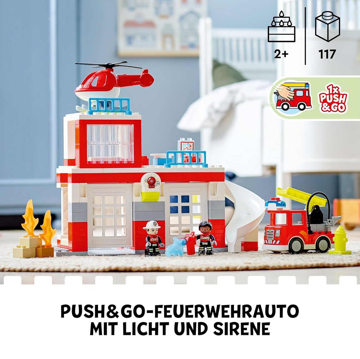LEGO 10970 Duplo Rescue Fire Station & Helicopter Building Set (117 Pieces)