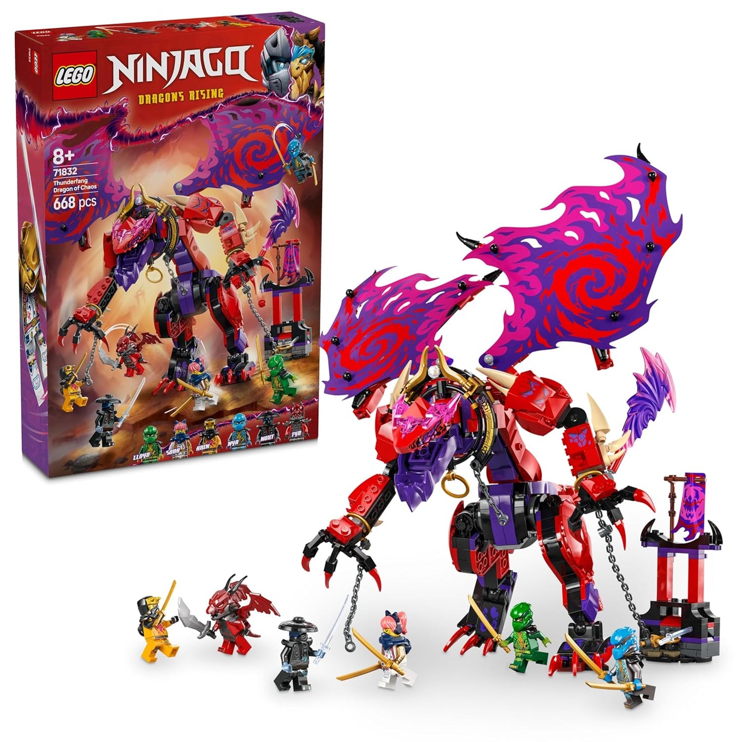 LEGO NINJAGO Thunderfang Dragon of Chaos Ninja Toy Set 71832 Building Blocks Toys for 8+ Gift for Boys and Girls