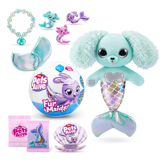 Pets Alive Furmaids by ZURU Mermaid Plush Interactive Light and Sound Girls Toy (Green Rabbit)