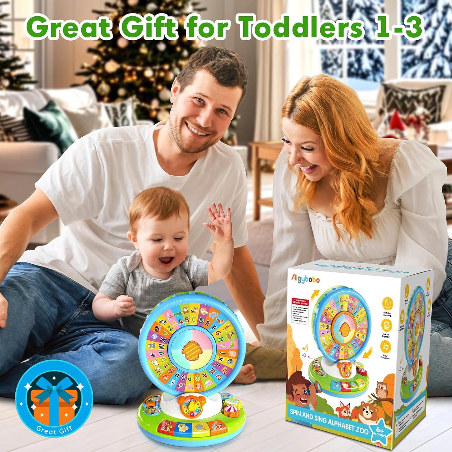 Musical Spin & Sing Alphabet Zoo Infant Toys– Interactive Learning Toy for Toddlers Ages 6–18 Months | Educational Gift for Baby Boys & Girls (1–3 Years)