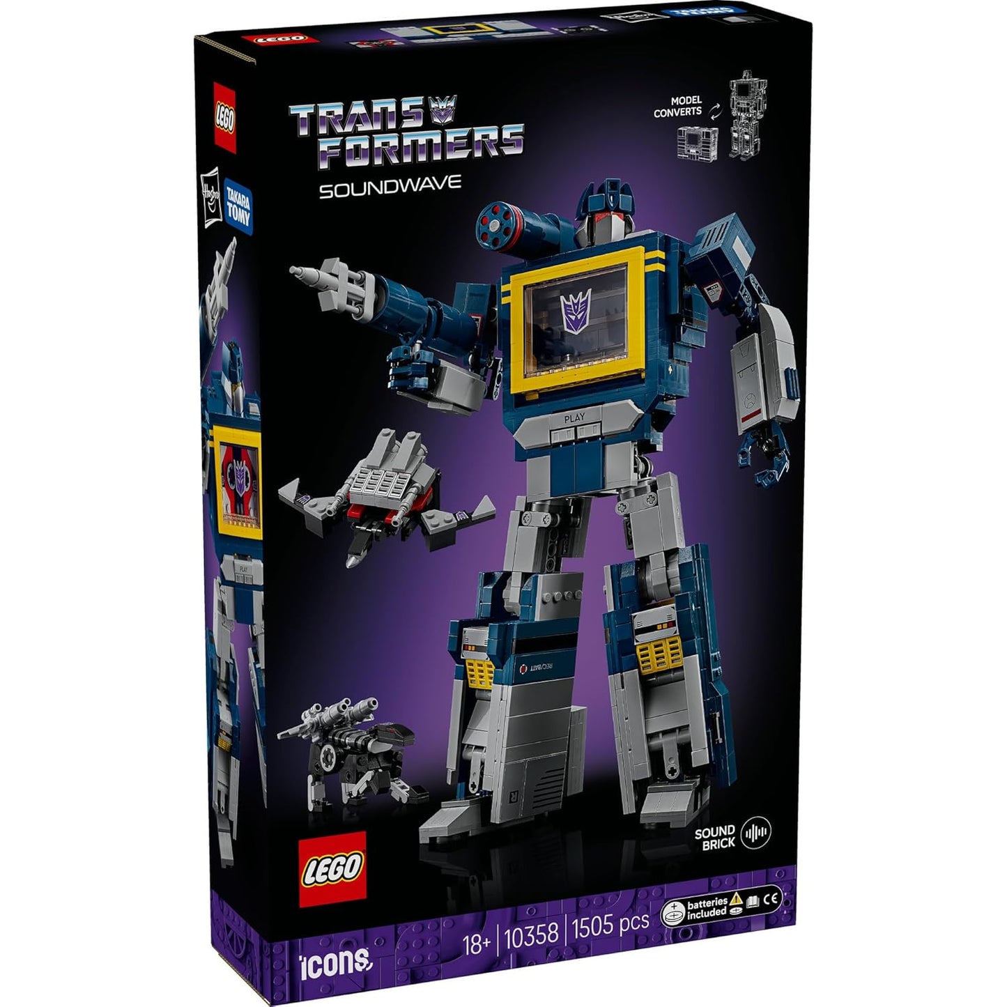 LEGO Icons 10358 Transformers: Soundwave Building Set – 1505 Pieces, Transforming Robot & Cassette Player Model 1505 Piece