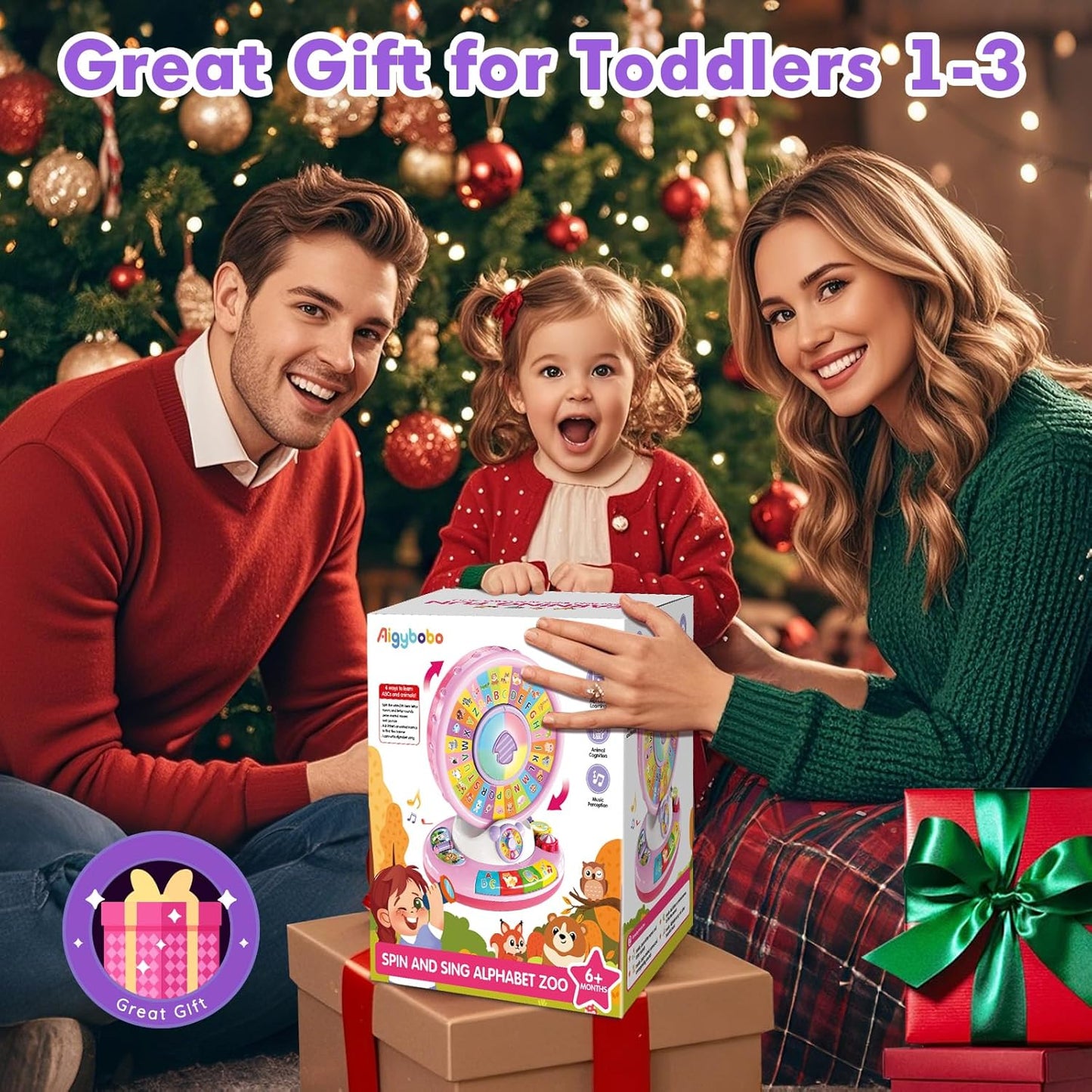 Musical Spin & Sing Alphabet Zoo Infant Toys – Interactive Learning Toy for Toddlers Ages 6–18 Months | Educational Gift for Baby Boys & Girls (1–3 Years) - Pink
