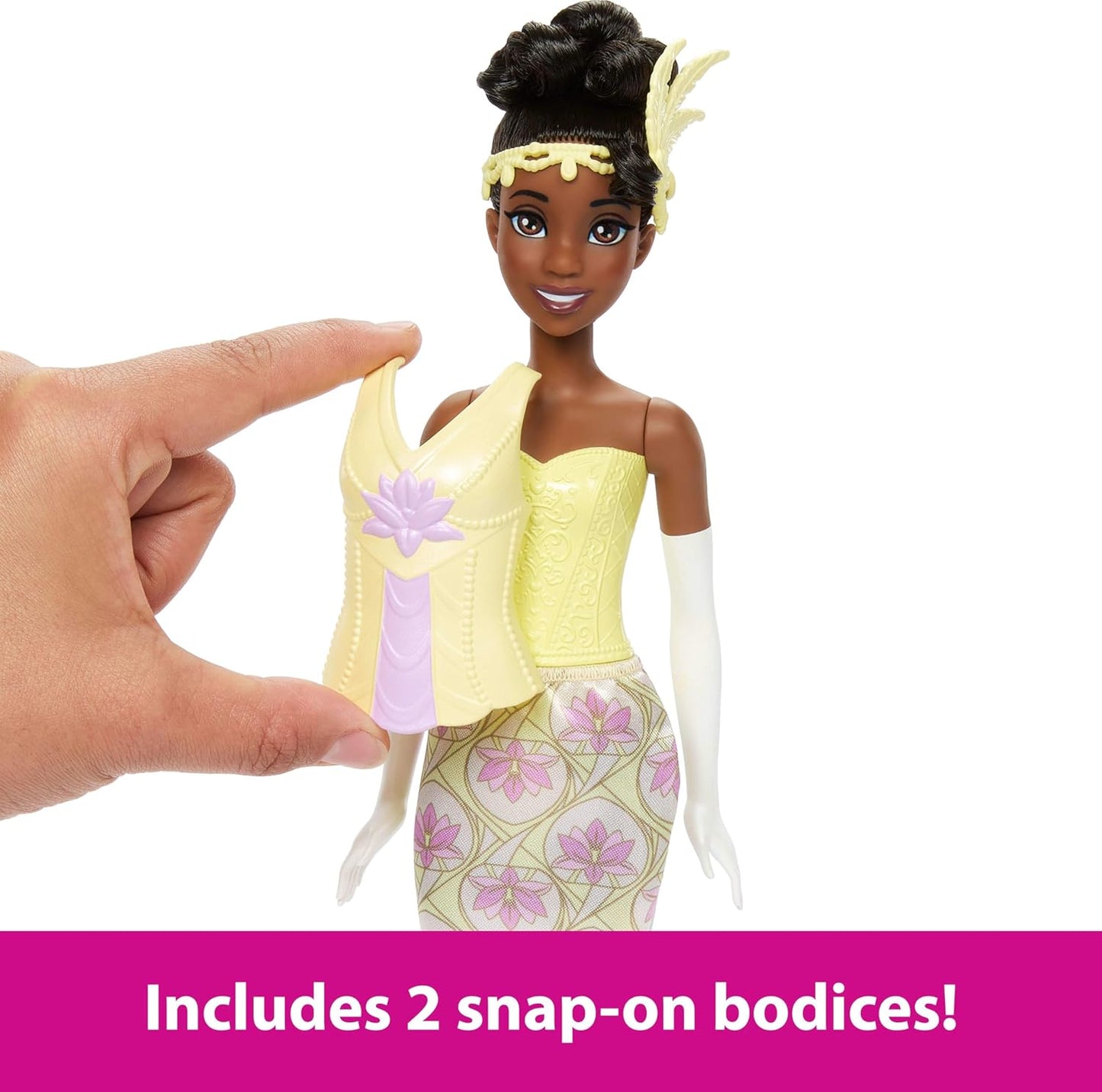 Disney Princess 2-in-1 Stories Tiana Fashion Doll with 2 Snap-On Bodices, 2 Skirts & 9 Accessories