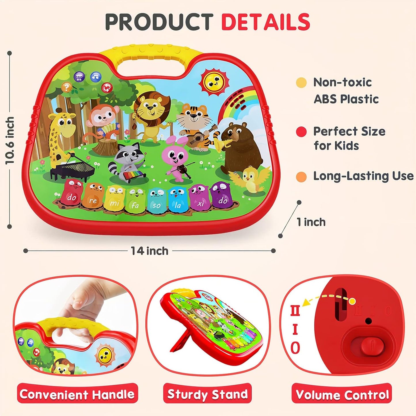 FiveStar Infant Animal Reading Piano – Interactive Baby Toy with Lights, Sounds & 3 Learning Modes | Educational Gift for Toddlers