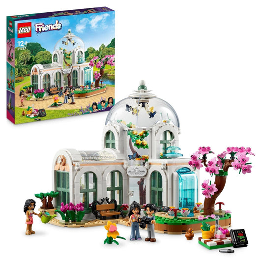 LEGO Friends 41757 Botanical Garden with glass-domed greenhouse, plants, butterflies, and mini-doll figures