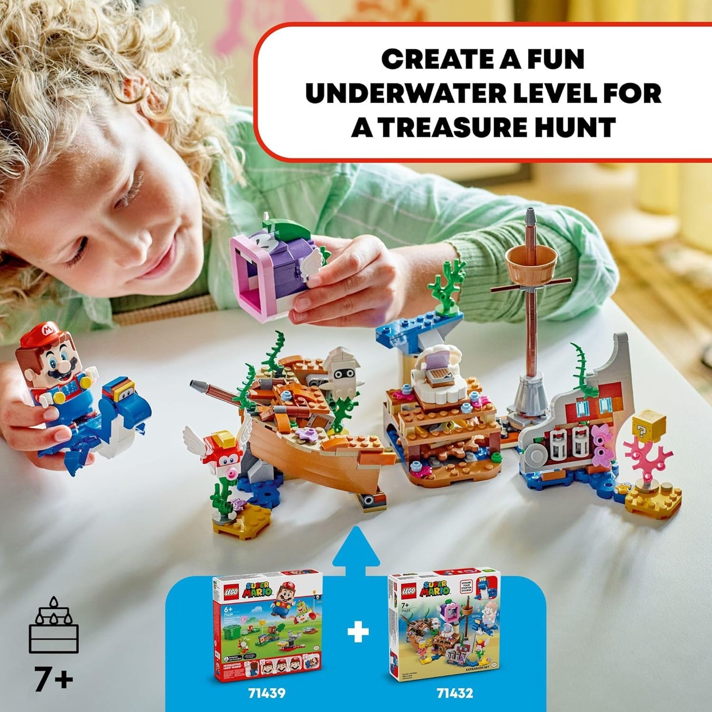 LEGO Super Mario Dorrie's Sunken Shipwreck Adventure Expansion Set, Super Mario Collectible Toy for Kids with Cheep Cheep, Cheep Chomp and Blooper Figures, Gift for Boys, Girls and Gamers, 71432