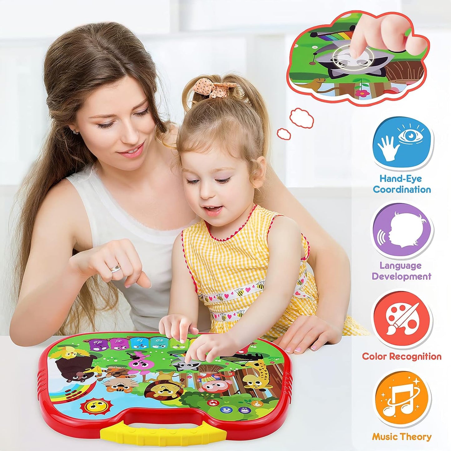 FiveStar Infant Animal Reading Piano – Interactive Baby Toy with Lights, Sounds & 3 Learning Modes | Educational Gift for Toddlers