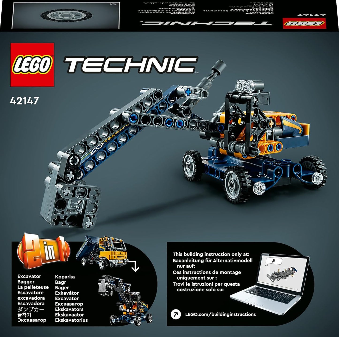 LEGO Technic Dump Truck 42147 Building Toy Set (177 Pcs),Multicolor
