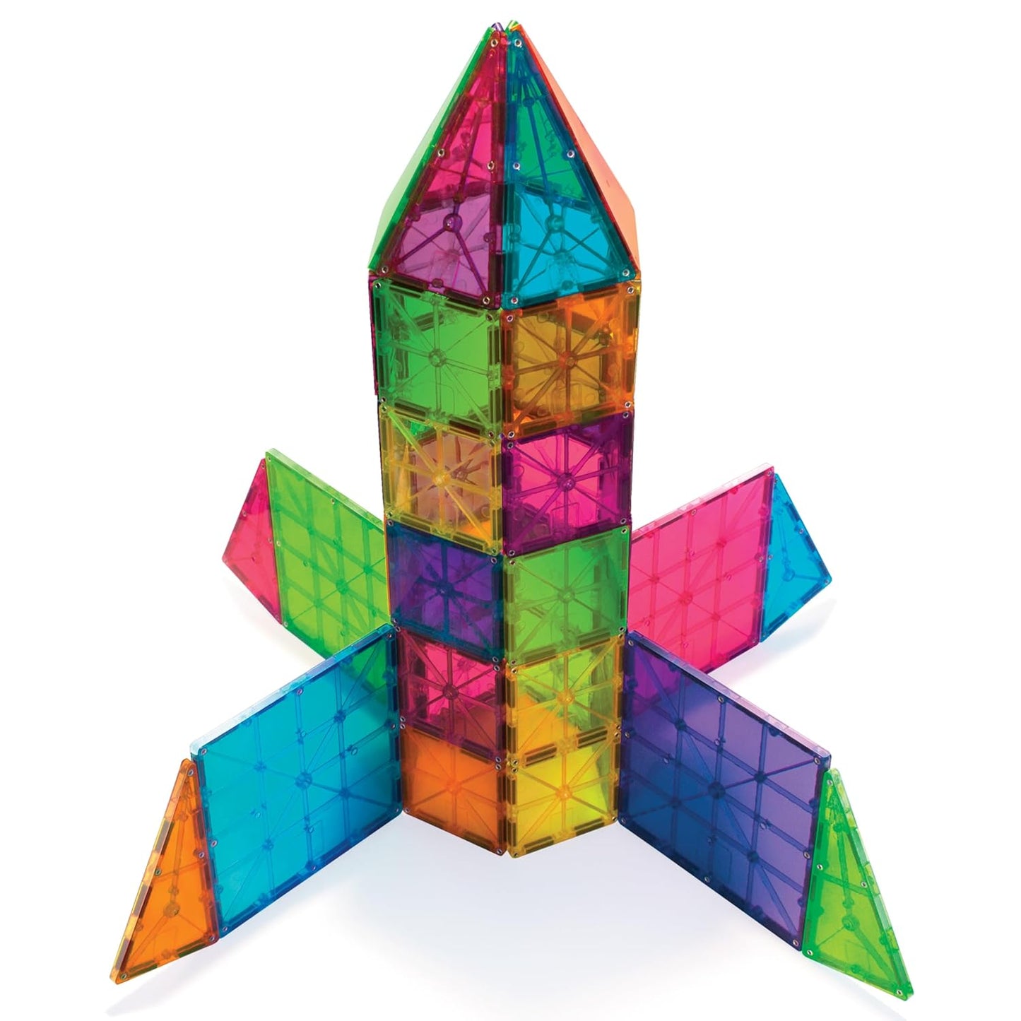 agna-Tiles Magnetic Building Toys,Clear Colors Set,Multi Color (100 Pieces)