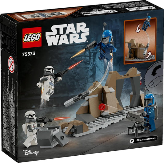 LEGO Star Wars Hinterhalt auf Mandalore Battle Pack (75373) featuring minifigures and detailed Mandalore setting for epic Star Wars battles.
