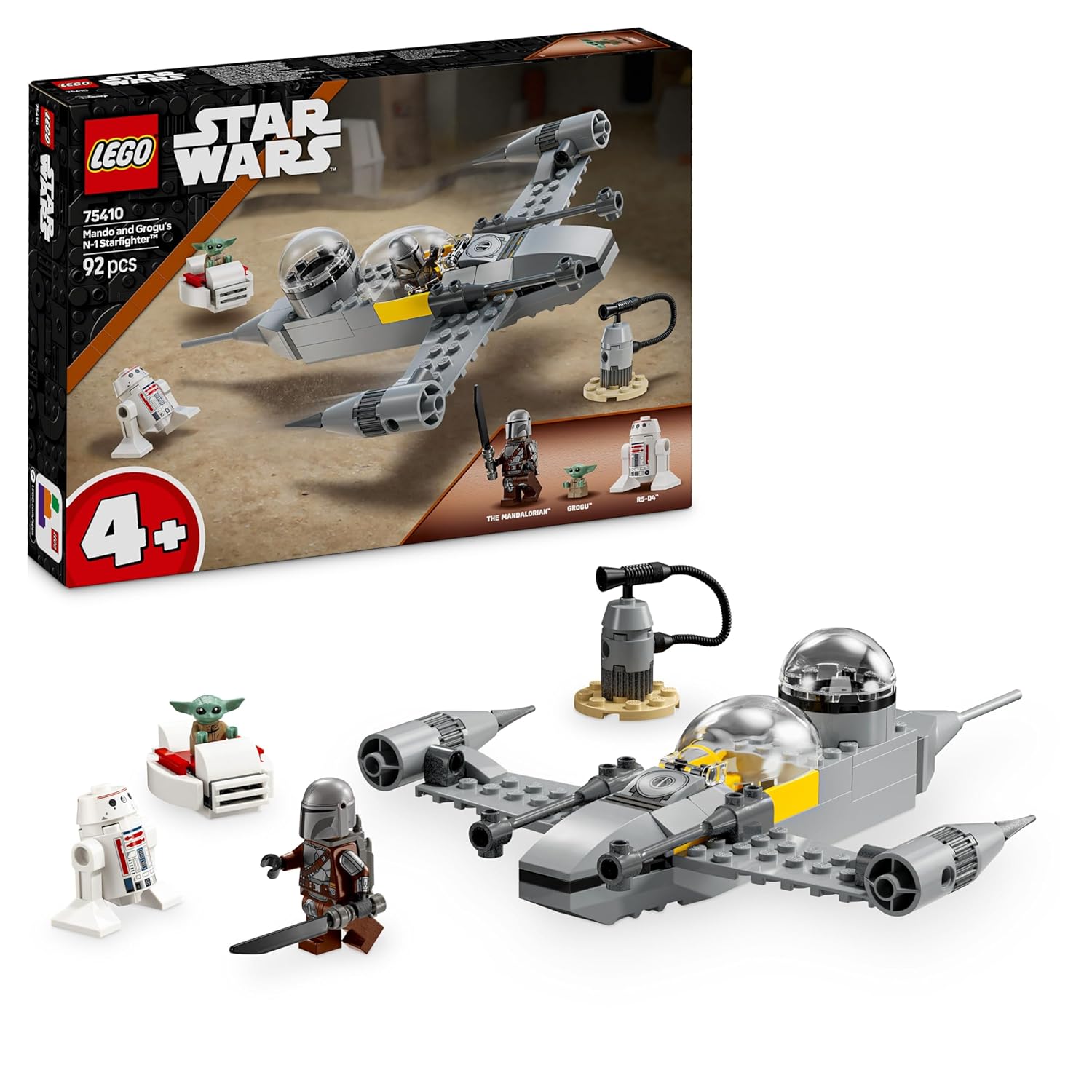 LEGO Star Wars Mando & Grogu’s N-1 Starfighter 75410 building toy showcasing detailed construction and vibrant play features for kids 4+