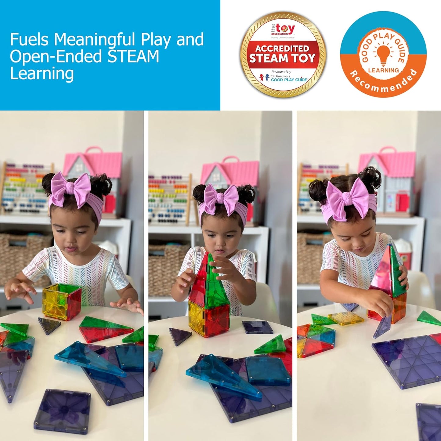 Magna-Tiles Magnetic Building Toys, Clear Colors Set (32 Pieces)