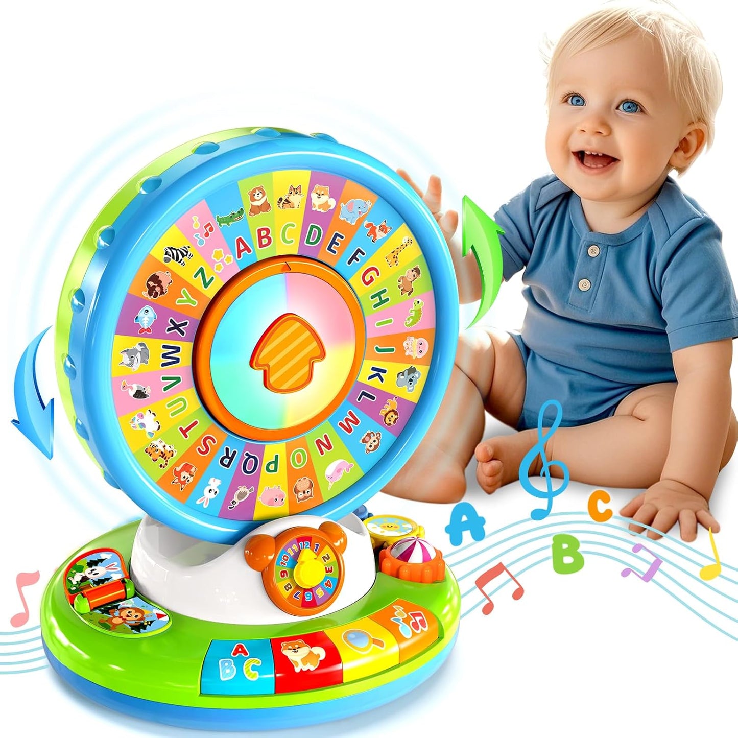 Musical Spin & Sing Alphabet Zoo Infant Toys– Interactive Learning Toy for Toddlers Ages 6–18 Months | Educational Gift for Baby Boys & Girls (1–3 Years)